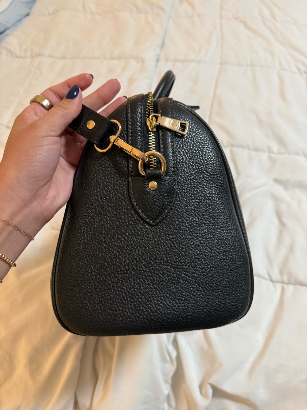 Coach Rowan Large Black Pebbled Leather Satchel with Gold Hardware - Picture 3 of 9